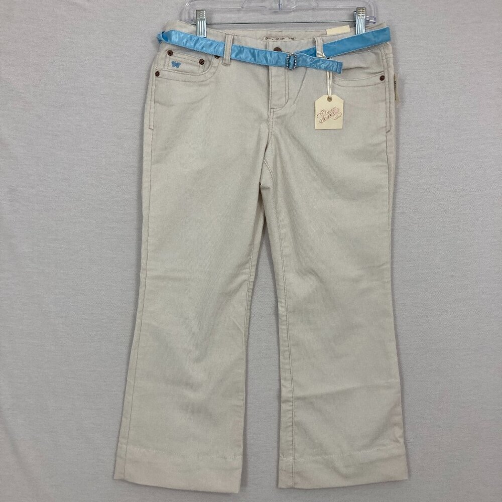 NWT Vintage Aeropostale White Corduroy Bootcut Low Rise Y2K Crop Pants size 7/8